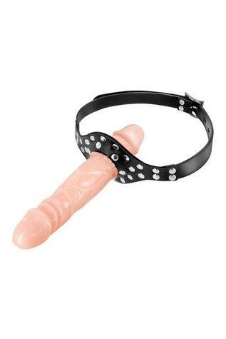 Кляп с двойным фаллоимитатором Fetish Tentation Double Penis Gag Flesh &mdash;  фото товара 1