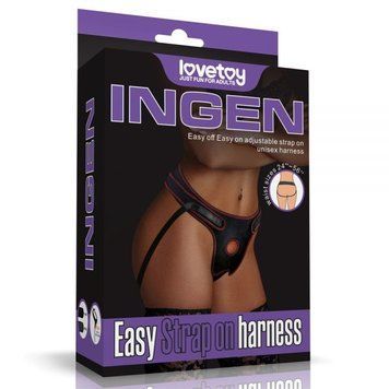 Трусики для страпона кожаные черные Lovetoy Easy Strap on Harness, Черный - 1