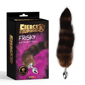 Анальний металевий затор сріблястого кольору з хвостом Chisa Frisky Fox Tail Butt Plug, Сріблястий - 1
