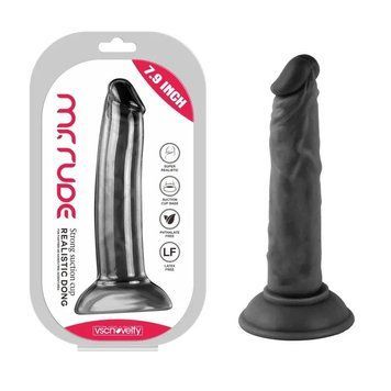 Фаллоимитатор реалистичный на присоске Realistic Dong Black Mr. Rude 7.9 черный, Черный - 1