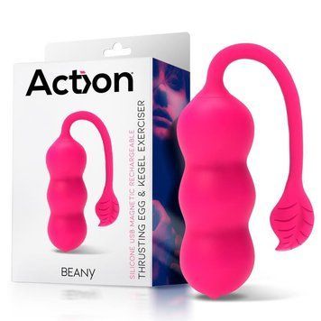 Вагінальні кульки з вібрацією Action Beany Vibrating Kegel Egg рожевий, Рожевий - 1