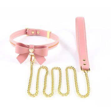 Поводок LOCKINK SEVANDA Love Heart Butterfly Leather Collar Set - Pink,  - 1