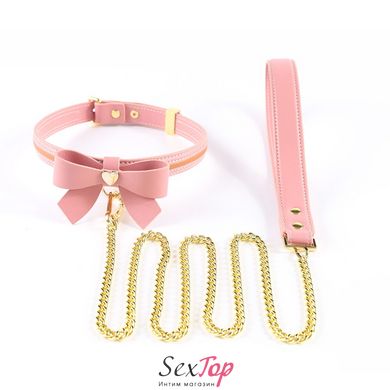 Поводок LOCKINK SEVANDA Love Heart Butterfly Leather Collar Set - Pink - SX0864