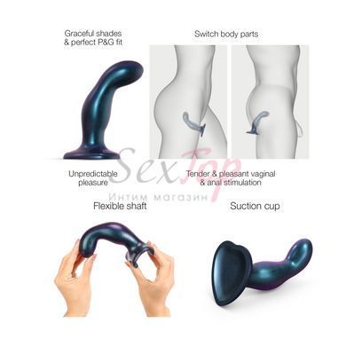 Дилдо Strap-On-Me DILDO PLUG SNAKY METALLIC BLUE, размер M, диаметр 4 см, вводимая длина 15,3 см &mdash;  фото товара 3
