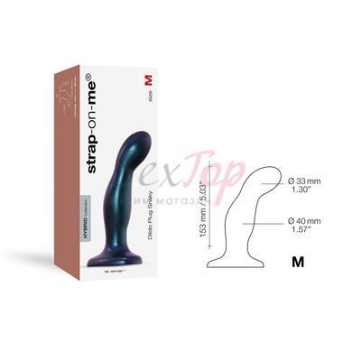 Дилдо Strap-On-Me DILDO PLUG SNAKY METALLIC BLUE, размер M, диаметр 4 см, вводимая длина 15,3 см &mdash;  фото товара 4