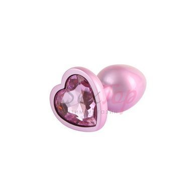 Анальная пробка с кристаллом в форме сердца розовая Chisa Heart Butt Plug размер Small &mdash;  фото товара 4