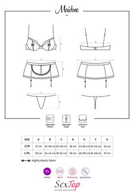 Эротический костюм горничной Obsessive Maidme set 5pcs L/XL, бюстгальтер, пояс с фартуком, чулки, ст SO7291 фото