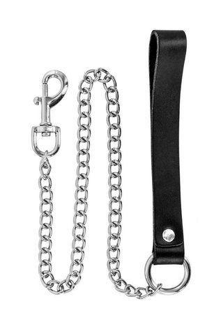 Поводок Fetish Tentation Premium Metal leash with cowhide leather wrist 72 см &mdash;  фото товара 1