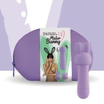 Мини-вибратор FeelzToys Mister Bunny Purple с двумя насадками,  - 1