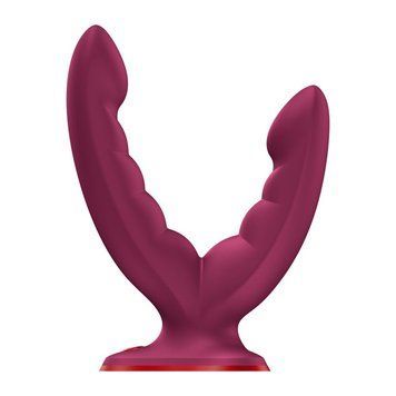 Подвійний фалоімітатор Fun Factory RYDE Wine Red, гнучкі стовбури, присоска,  - 1