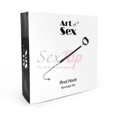 Анальный крюк с ошейником из натуральной кожи Art of Sex - Anal hook, Черный,  - 4