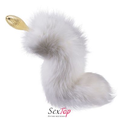 Металлическая анальная пробка Лисий хвост LOCKINK SEVANDA White Fox-Tail Anal Pear-shape Plug - SX0865