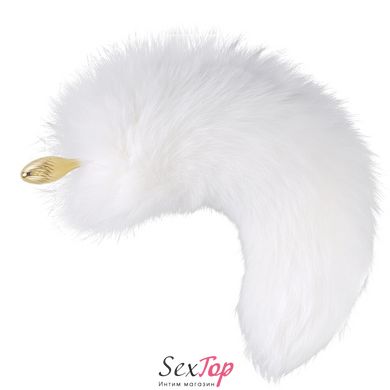 Металлическая анальная пробка Лисий хвост LOCKINK SEVANDA White Fox-Tail Anal Pear-shape Plug - SX0865