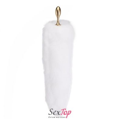 Металлическая анальная пробка Лисий хвост LOCKINK SEVANDA White Fox-Tail Anal Pear-shape Plug - SX0865