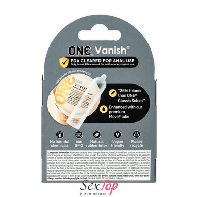 Презервативы ONE Vanish Hyperthin 3 шт, картонная коробка SX0780 фото