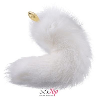 Металлическая анальная пробка Лисий хвост LOCKINK SEVANDA White Fox-Tail Anal Pear-shape Plug - SX0865