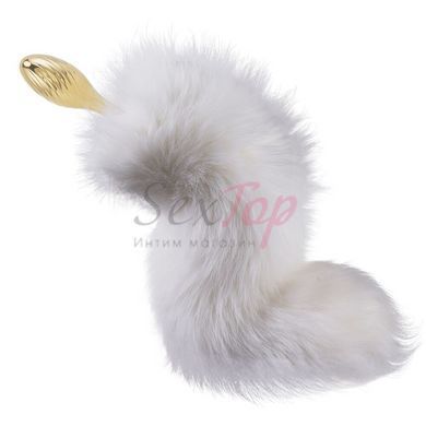 Металева анальна пробка Лисячий хвіст LOCKINK SEVANDA White Fox-Tail Anal Pear-shape Plug - фото товару 5