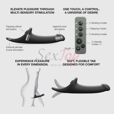 Вибронасадка для страпона с вакуумной стимуляцией Strap-On-Me Multi Orgasm Dildo M Black &mdash;  фото товара 3