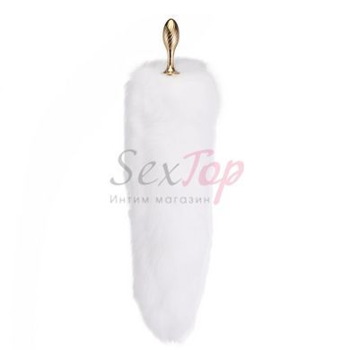 Металева анальна пробка Лисячий хвіст LOCKINK SEVANDA White Fox-Tail Anal Pear-shape Plug - фото товару 2