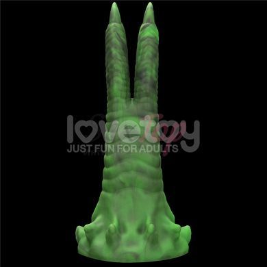 Подвійний вібратор монстр на присосці зеленого кольору Lovetoy Savage Charm Double Claw - фото товару 5
