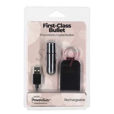 Вибропуля PowerBullet First-Class Bullet 2.5&Prime; with Key Chain Pouch, Silver, 9 режимов вибрации &mdash;  фото товара 6