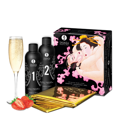 Гель для NURU массажа Shunga Oriental Body-to-Body &ndash; Sparkling Strawberry Wine плюс простыня &mdash;  фото товара 3