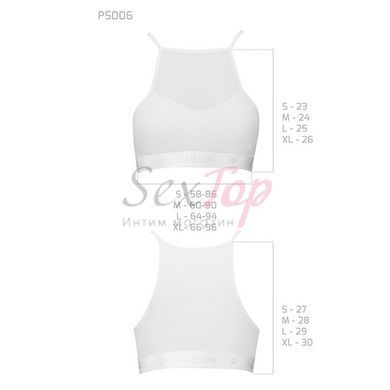 Спортивний топ з прозорою вставкою Passion PS006 TOP XL, white - фото товару 5