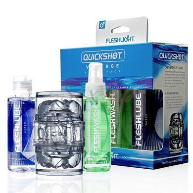 Мастурбатор Fleshlight Quickshot Vantage Value Pack: змазка і засіб для чищення - фото товару 3