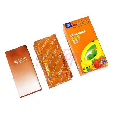 Презервативы Recare Color Fruit Flavour Condoms 12 шт, ароматы: мята, банан, клубника &mdash;  фото товара 3