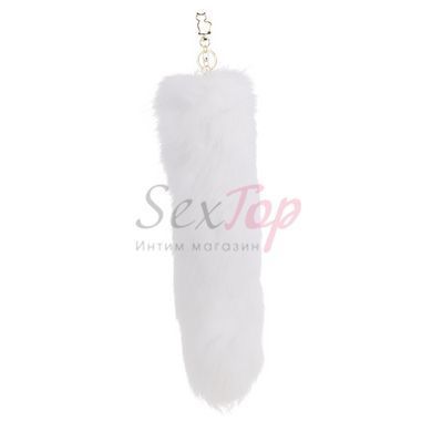 Металева анальна пробка Лисячий хвіст LOCKINK SEVANDA White Fox-Tail Anal Pear-shape Plug - фото товару 3