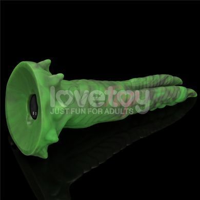 Подвійний вібратор монстр на присосці зеленого кольору Lovetoy Savage Charm Double Claw - фото товару 10