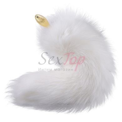 Металева анальна пробка Лисячий хвіст LOCKINK SEVANDA White Fox-Tail Anal Pear-shape Plug - фото товару 4