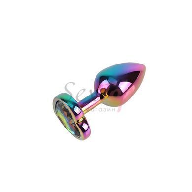Анальная пробка с кристаллом в форме сердца радужная Chisa Heart Butt Plug размер Small &mdash;  фото товара 3