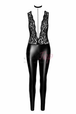 Комбінезон Noir Handmade F298 Libido Deep-V catsuit with collar and pearl chain - XL - фото товару 4