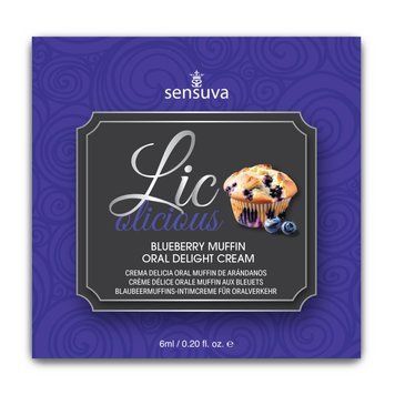 Пробник гелю для мінету Sensuva Lic-o-licious Blueberry Muffin (6 мл), оліїстий, без цукру - фото товару 1