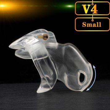Пояс верности мужской БДСМ прозрачного цвета Bdsm4u HT V4 размер Small &mdash;  фото товара 1