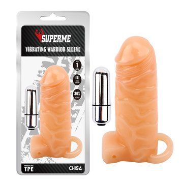 Насадка на пенис с вибропулей Superme Vibrating Warrior Sleeve &mdash;  фото товара 1