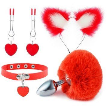 Червоний ніжний комплект БДСМ Fur Sexy Kit, Червоний - 1