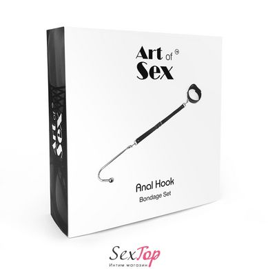 Анальный крюк 4 с ошейником из натуральной кожи Art of Sex - Anal hook, Черный SO7763 фото