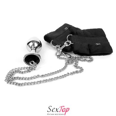 Наручники з металевою анальною пробкою Art of Sex Handcuffs with Metal Anal Plug size M Black SO6235 фото