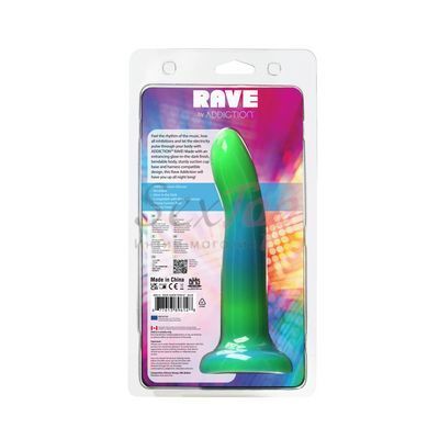 Светящийся в темноте фаллоимитатор ADDICTION Rave 8&Prime; Glow in the Dark Dildo Blue Green, 20,3 см &mdash;  фото товара 9
