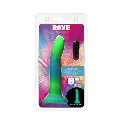 Светящийся в темноте фаллоимитатор ADDICTION Rave 8&Prime; Glow in the Dark Dildo Blue Green, 20,3 см &mdash;  фото товара 8