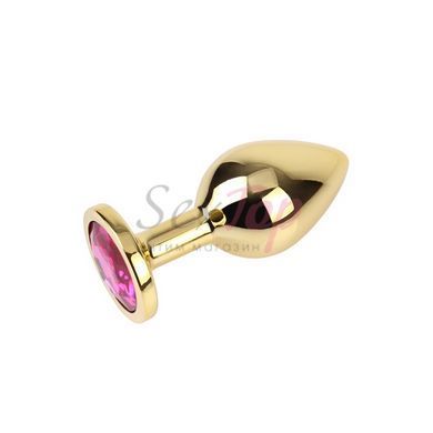 Анальная пробка золотая с малиновым камнем Rosy Gem Gold Plug Medium &mdash;  фото товара 5