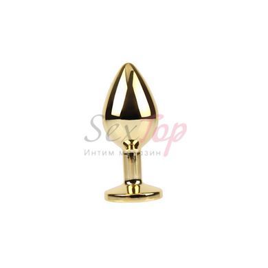 Анальная пробка золотая с малиновым камнем Rosy Gem Gold Plug Medium &mdash;  фото товара 4