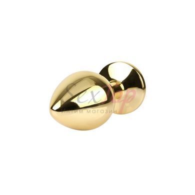 Анальная пробка золотая с малиновым камнем Rosy Gem Gold Plug Medium &mdash;  фото товара 2