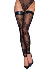 Панчохи Noir Handmade F243 Tulle stockings with patterned flock embroidery - L SX0157 фото