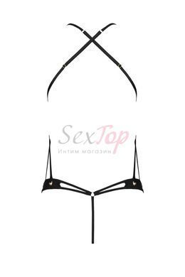 Боди с открытым доступом Passion TASMINA BODY XXL/XXXL, black, экокожа, шнуровки, ажурные кружева &mdash;  фото товара 4