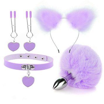 Ніжний комплект для ігор БДСМ Fur Sexy Kit фіолетовий, Фиолетовый - 1