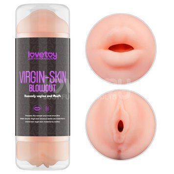 Мастурбатор для мужчин Virgin-skin Blowout Double Side Stroker Vagina and Mouth, Телесный - 1