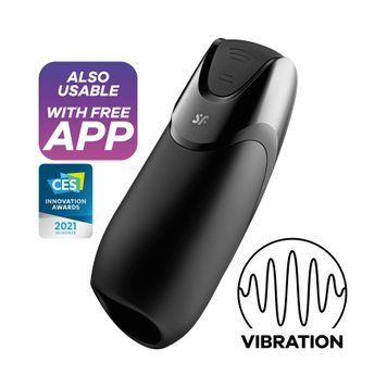 Смарт-мастурбатор с вибрацией Satisfyer Men Vibration+, 2 мотора, 14 режимов, водонепроницаемый, Черный - 1